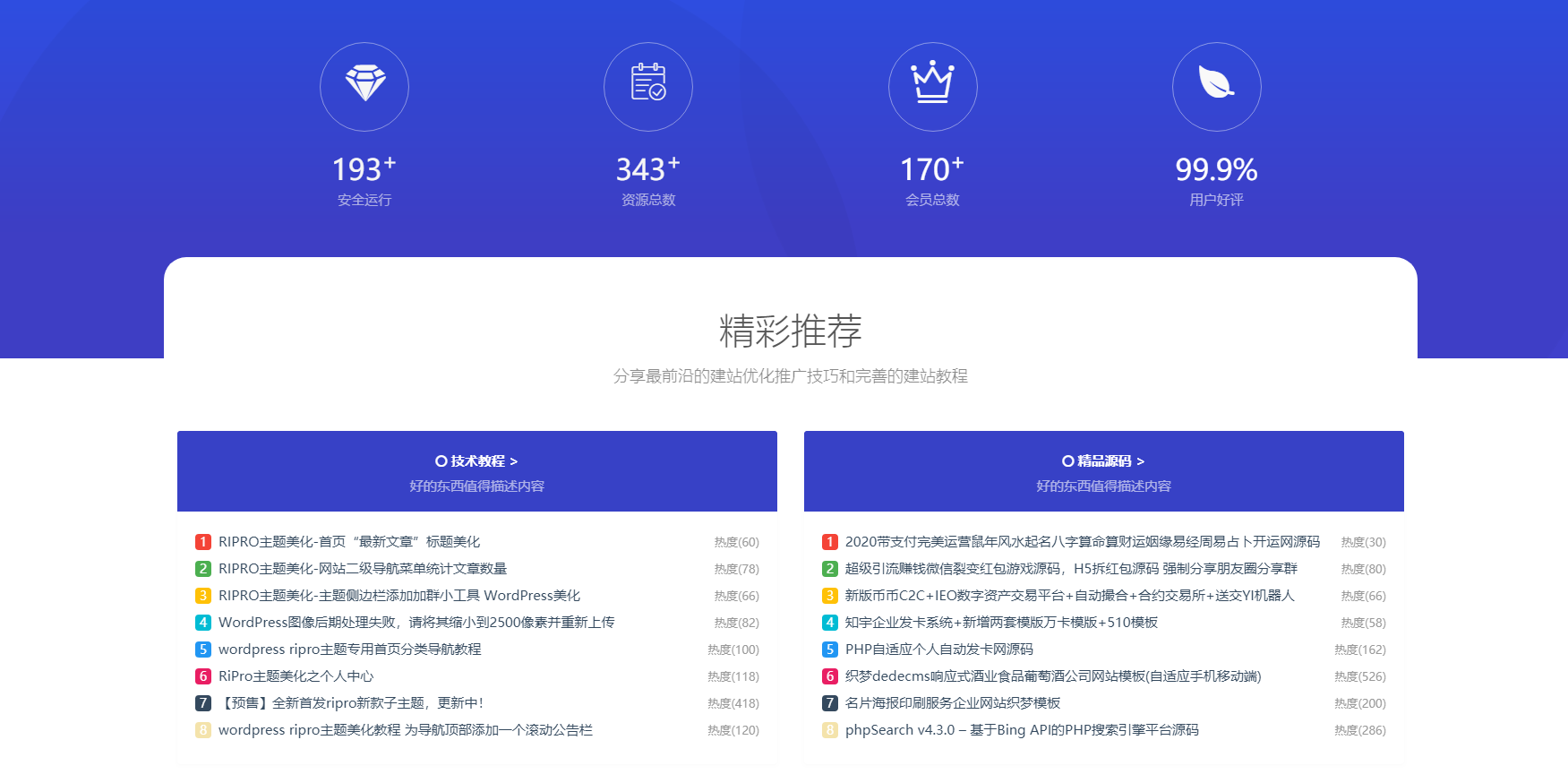 RIPRO主题美化-首页底部纯标题文章展示模块+网站统计模块美化 WordPress主题美化-阿勒源码网