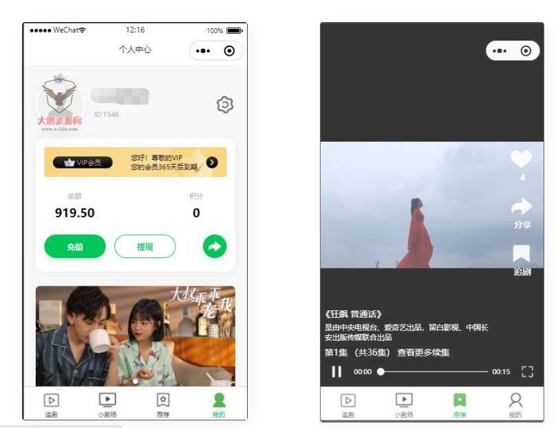 D1111 仿抖音滑动小短剧影视带支付收益等模式的微信小程序源码下载-阿勒源码网